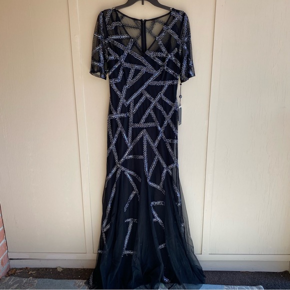 Adrianna Papell Dresses & Skirts - NWT Adrianna Papell Black Beaded Short Sleeve Long Formal Gown Size 4